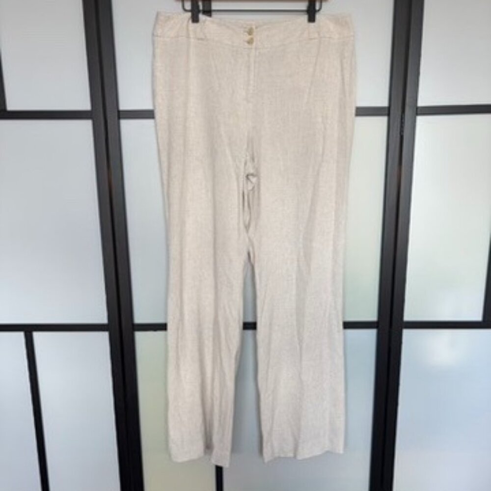 Atelier Pants Womens 14 Beige Linen Blend Relaxed Fit Office Minimalist‎ Preppy
